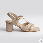 Nude Cross Strap Block Heels fawn