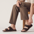 Textured Double-Strap Sandals brown