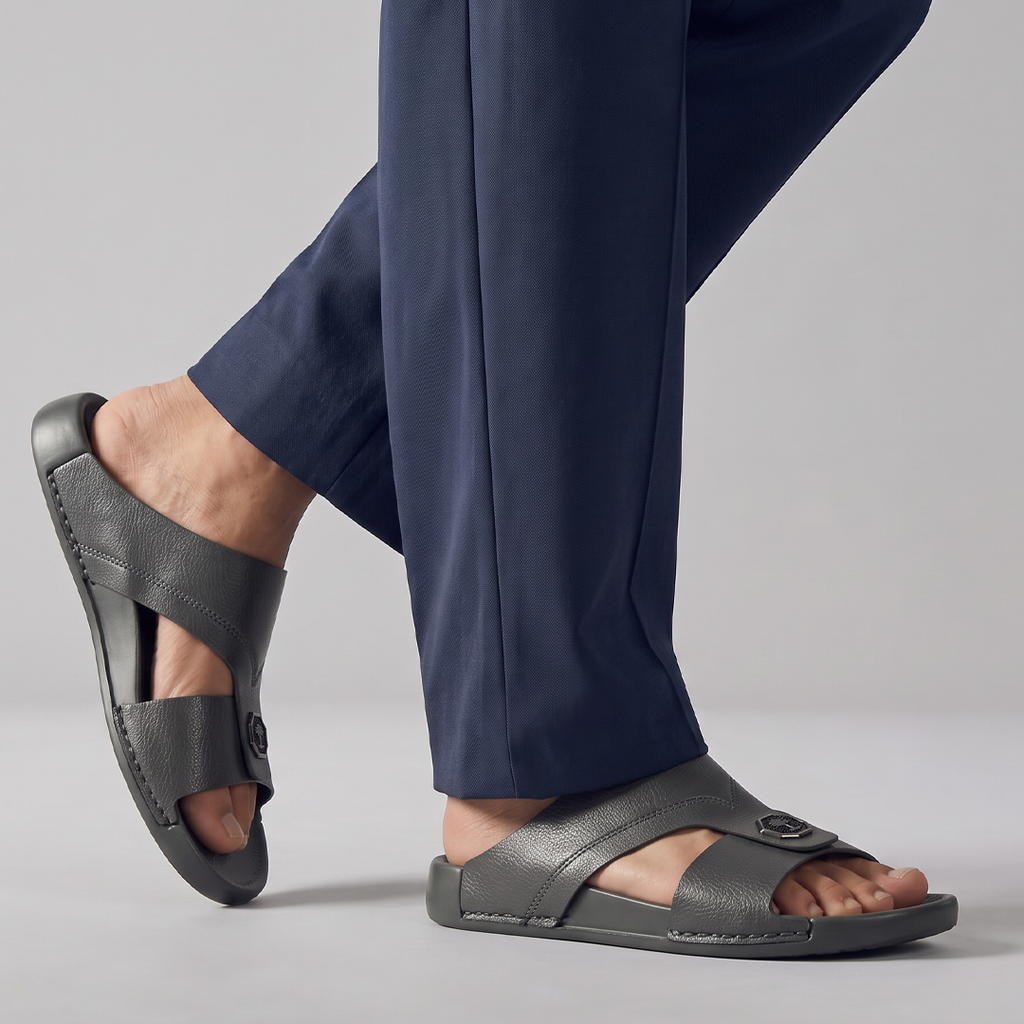 Crossover Slide Sandals Grey