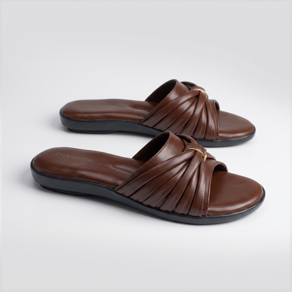 Pleated Slide brown