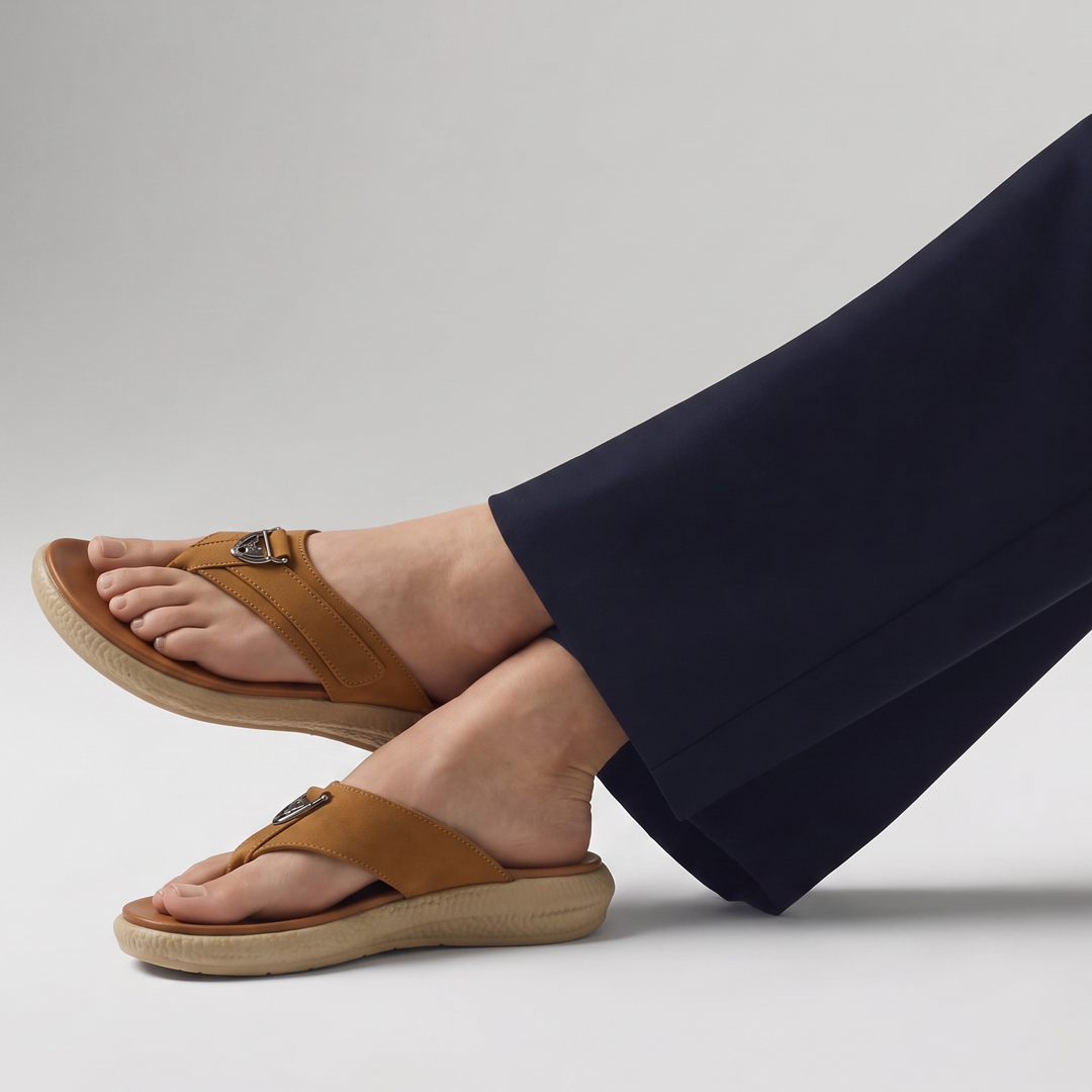 Tan Comfort Thong Sandals musterd
