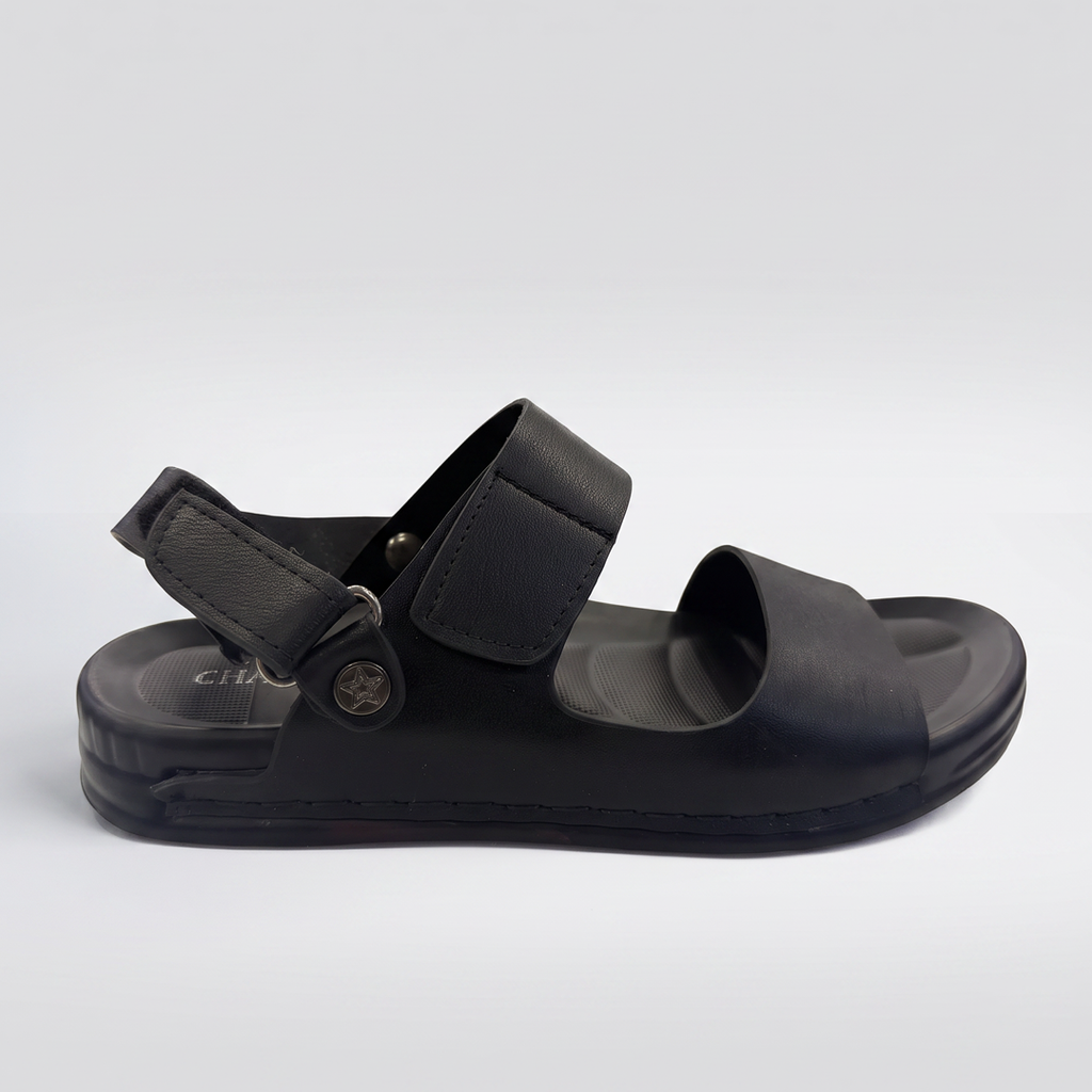 Classic Strap Sandals Men's Black Leather