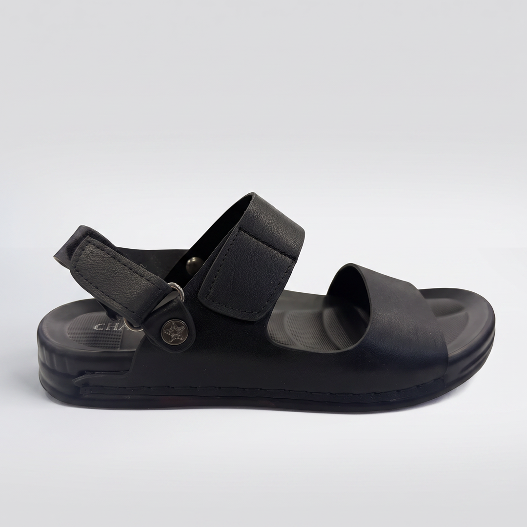 Classic Strap Sandals Men's Black Leather