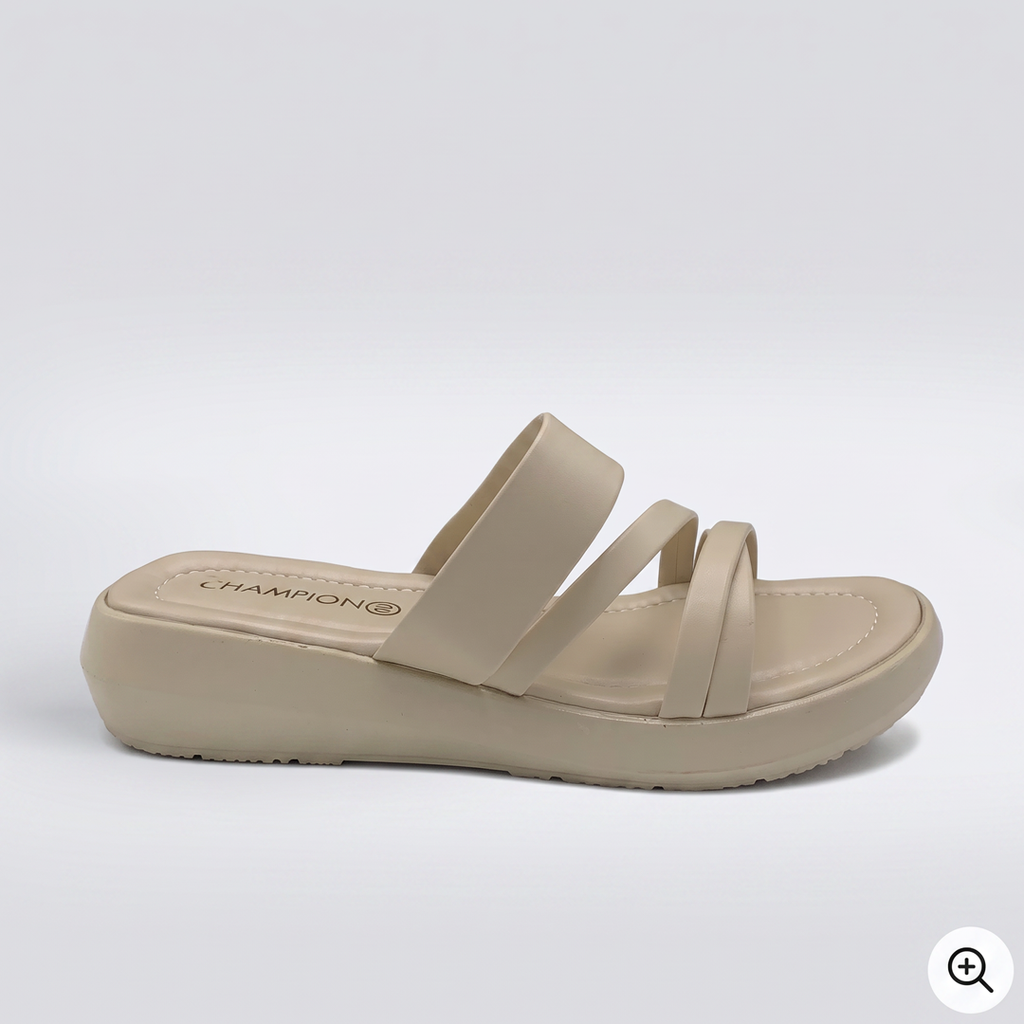 Beige Strappy Platform Sandals fawn