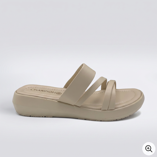 Beige Strappy Platform Sandals fawn