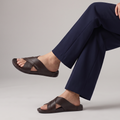 Crossover Slide Sandals brown