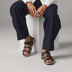 Triple Strap Sport Sandals Men's Brown Leather