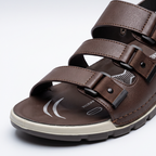Triple Strap Sport Sandals Men's Brown Leather