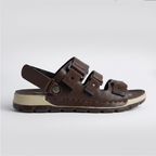 Triple Strap Sport Sandals Men's Brown Leather