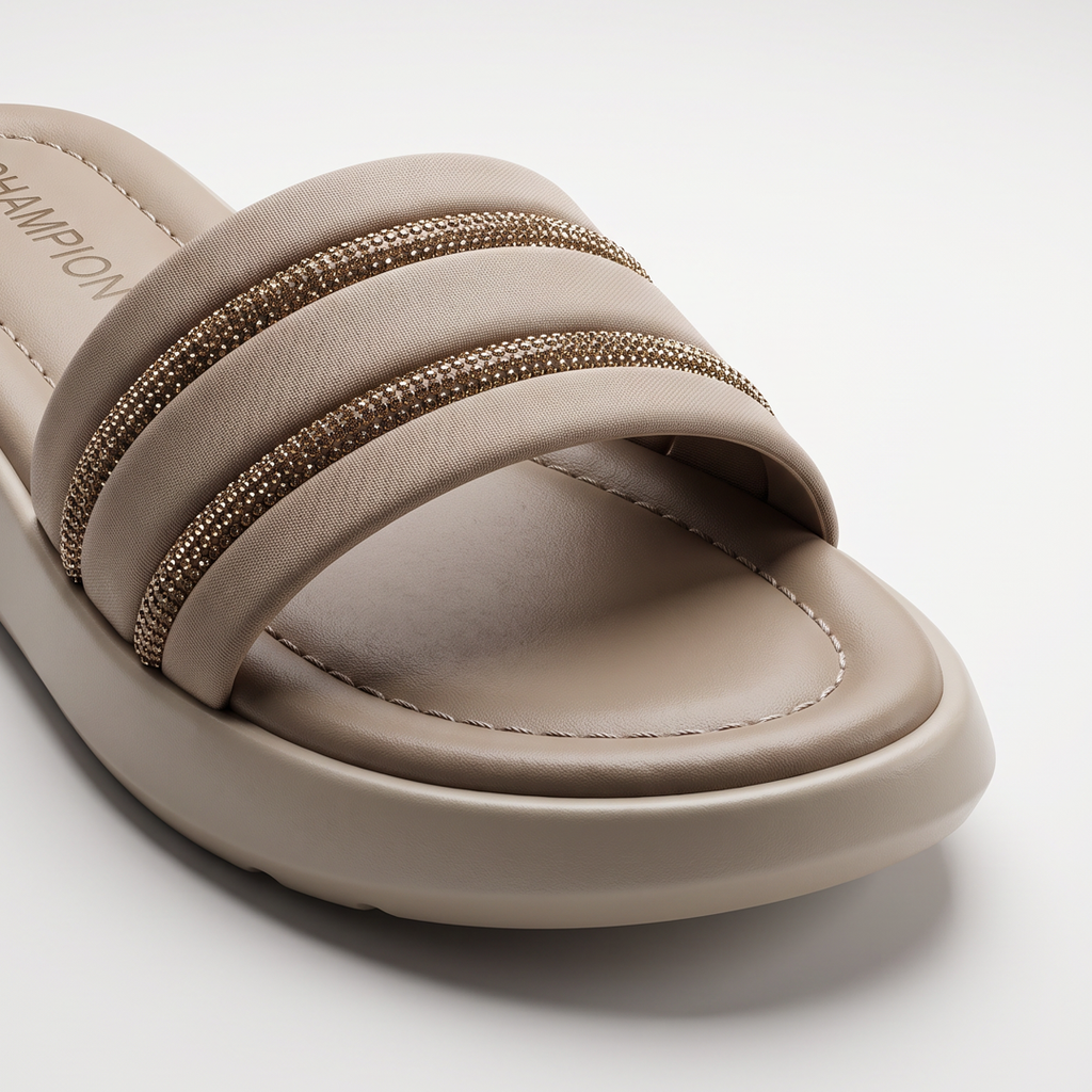 Studded Strap Slides gold