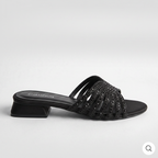 Embellished Low Heel Sandals black