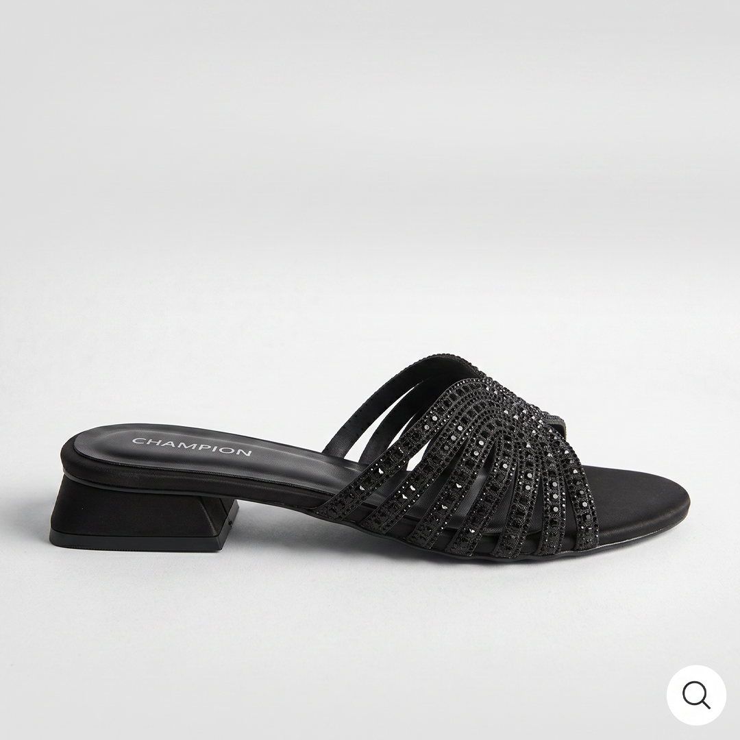 Embellished Low Heel Sandals black