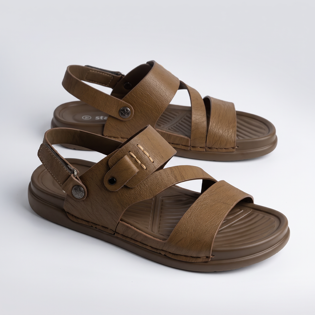 Men's Open Toe Sandals Olive Brown
