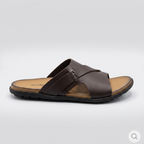 Crossover Slide Sandals Leather Brown
