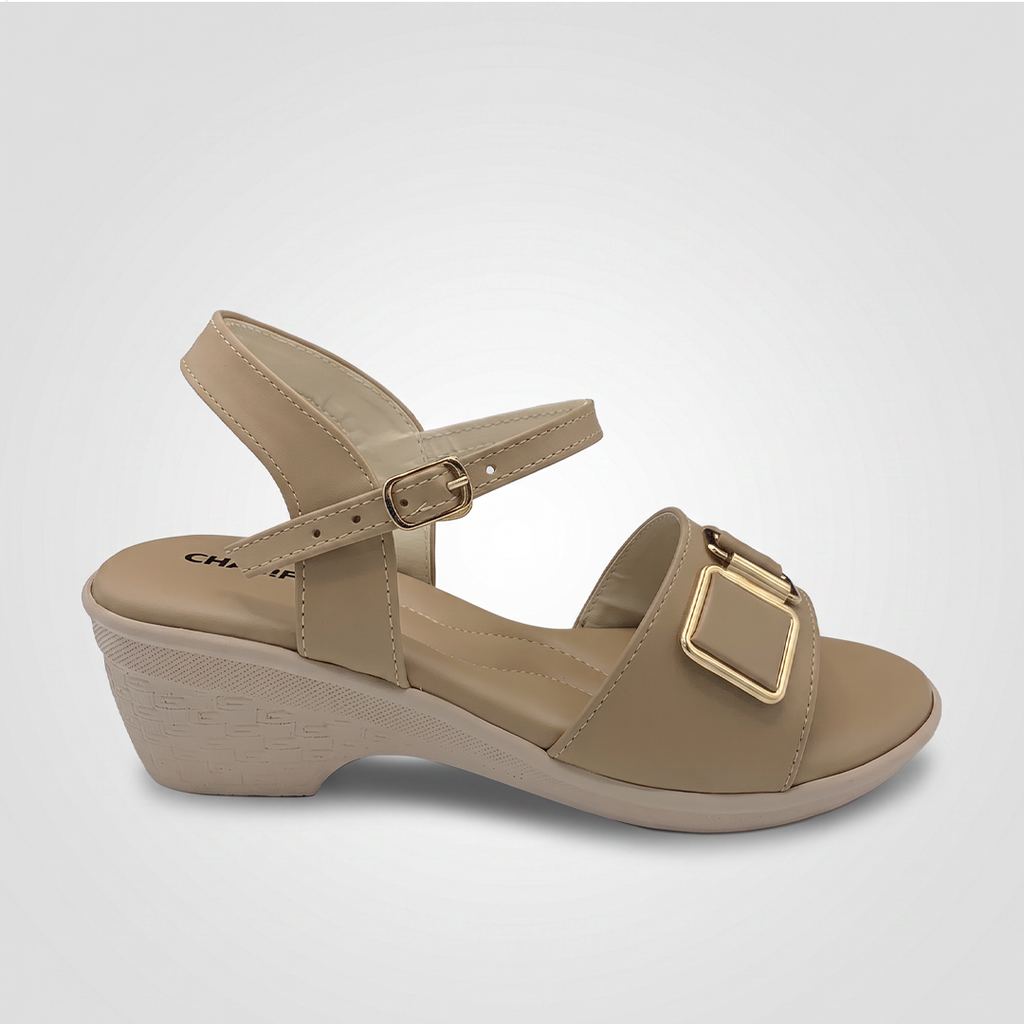 Wedge Sandals Buckle fawn
