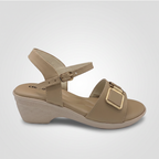Wedge Sandals Buckle fawn