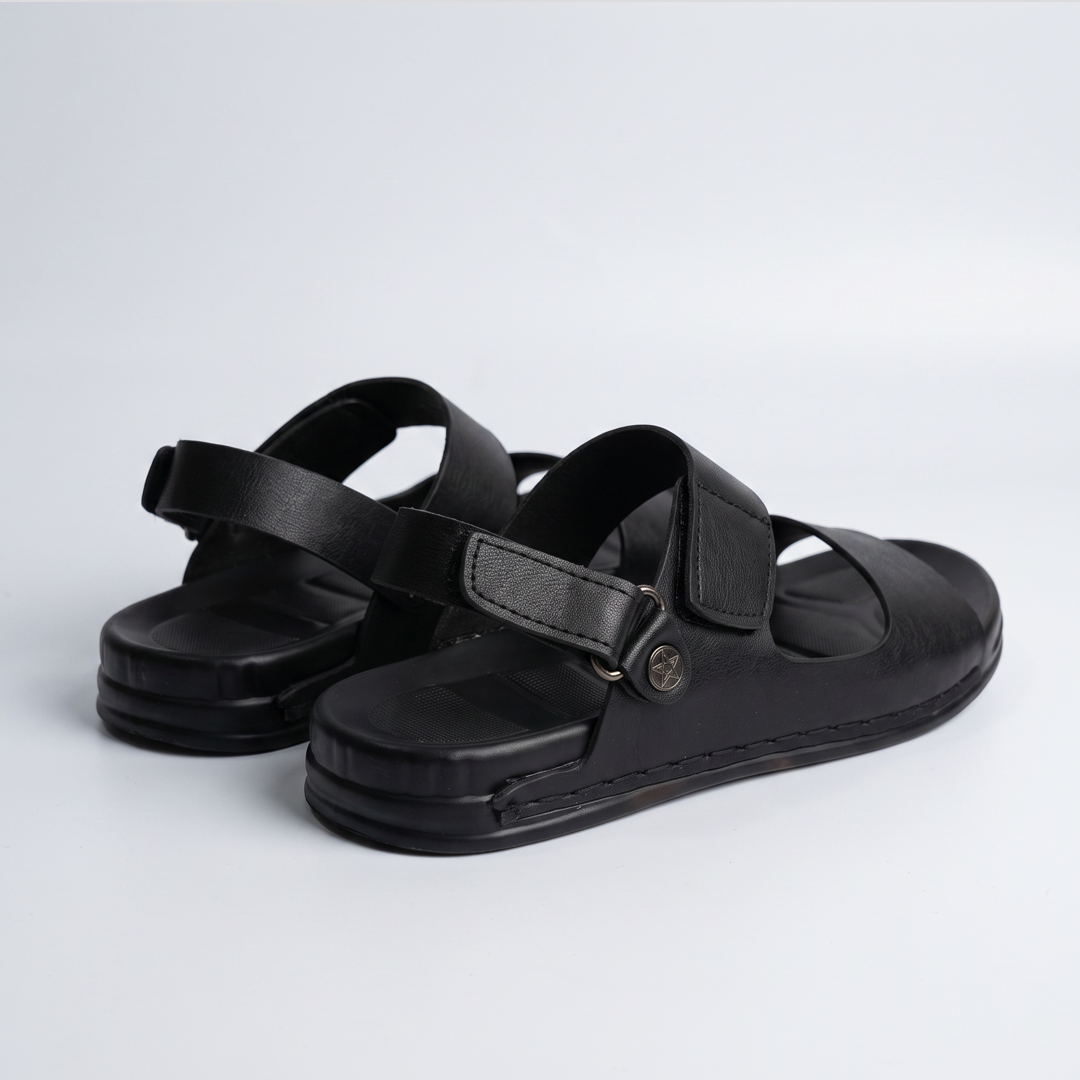 Classic Strap Sandals Men's Black Leather
