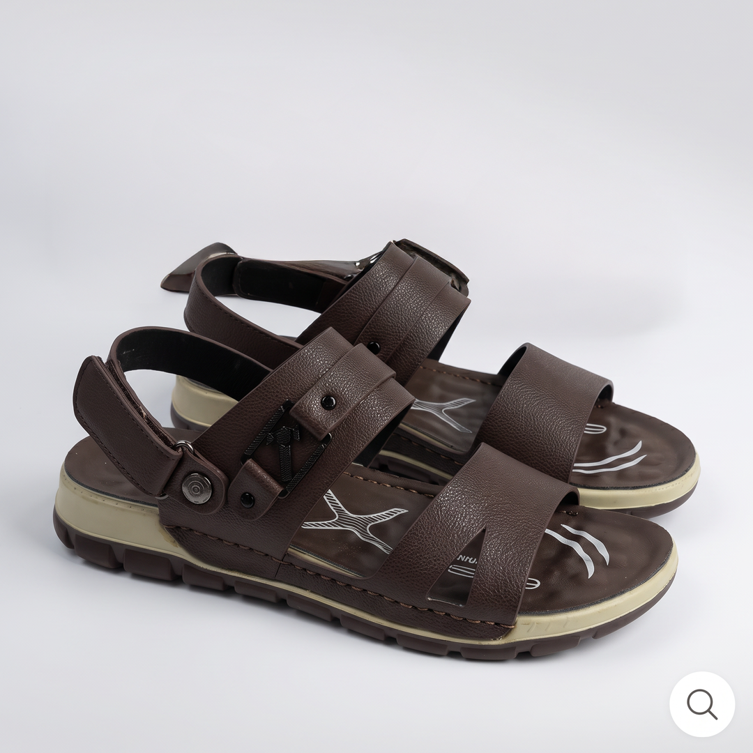 Redskins Cross Strap Sandals Brown Leather