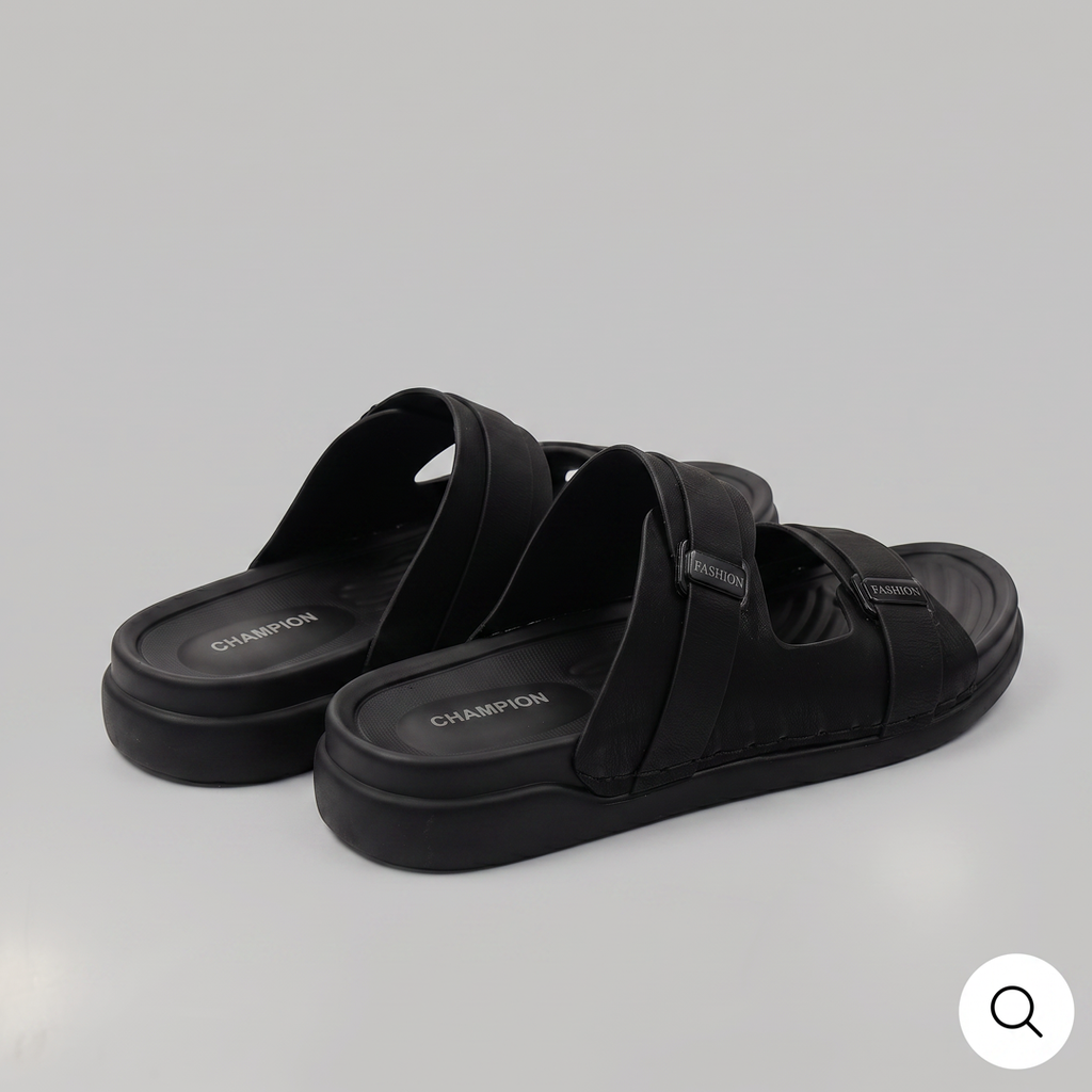 Dual Strap Chunky Slides black