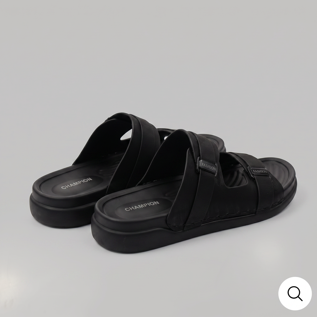 Dual Strap Chunky Slides black
