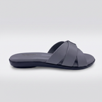 Woven Cross Strap Slides gray