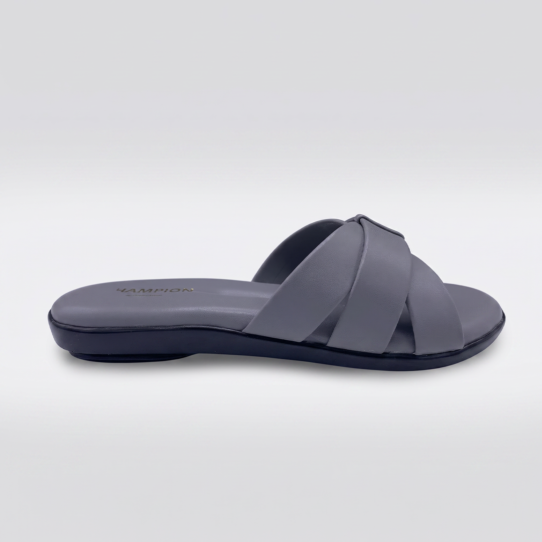 Woven Cross Strap Slides gray