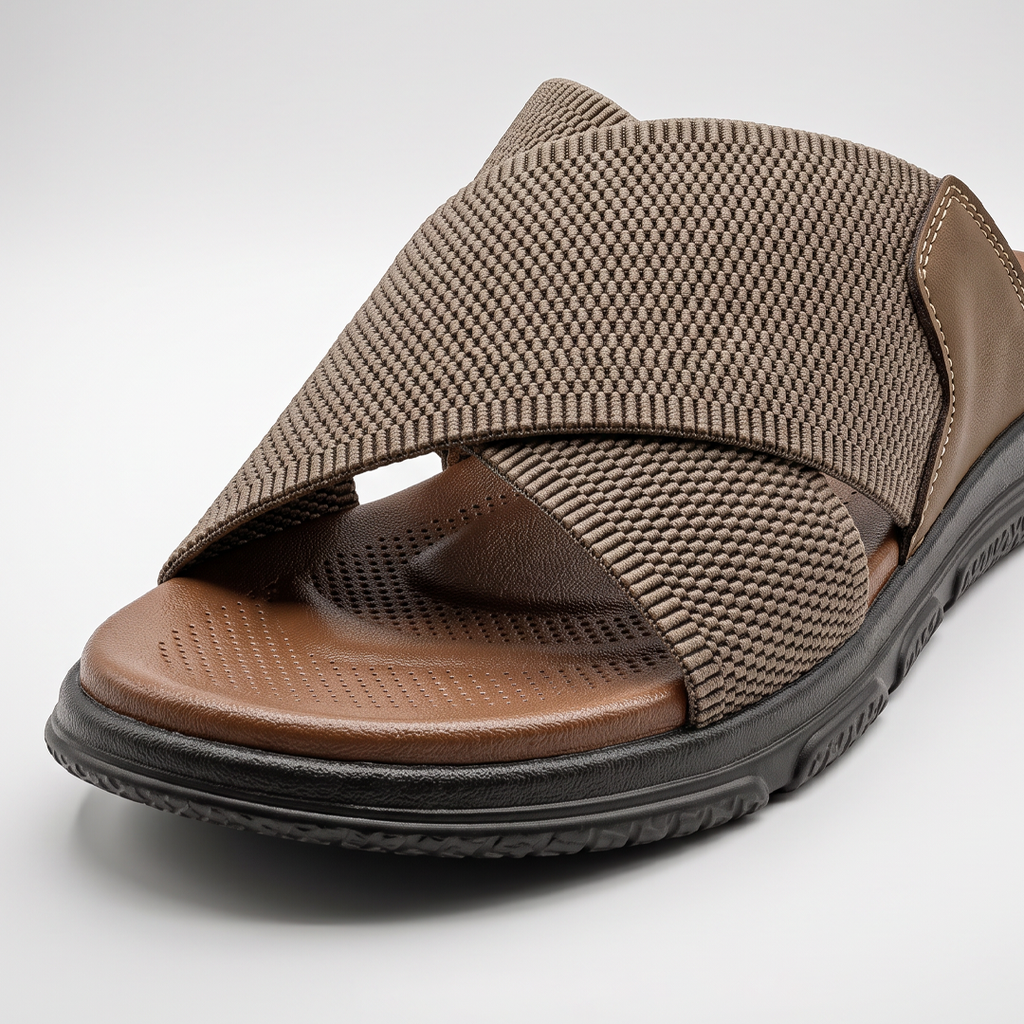 Cross Strap Knit Slides khaki