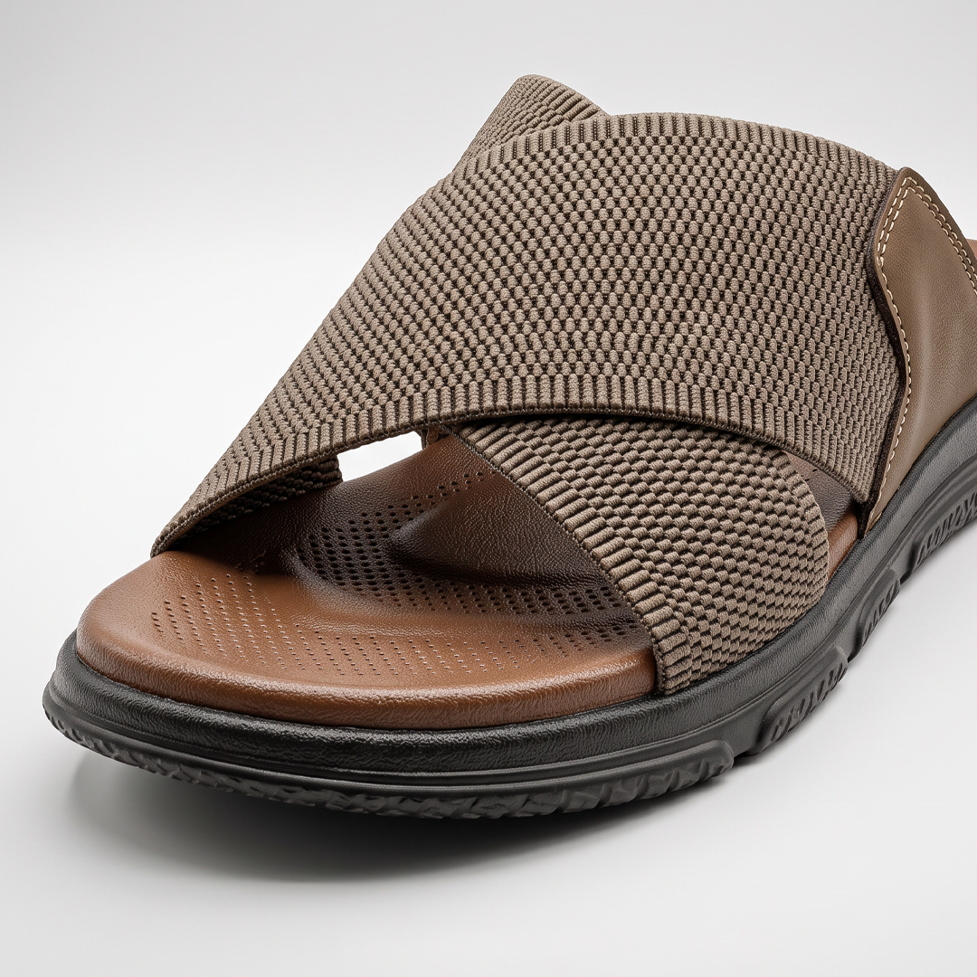 Cross Strap Knit Slides khaki