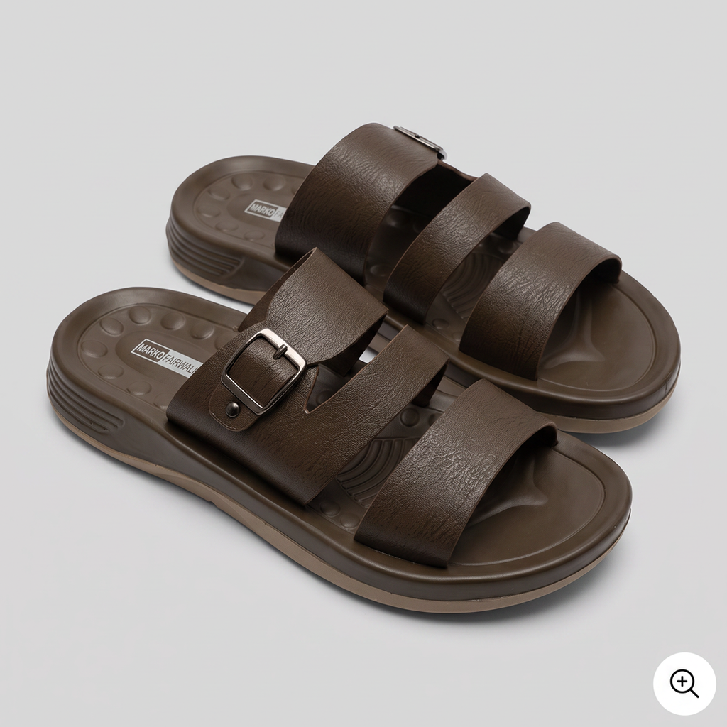Triple Strap Buckle Slides grey