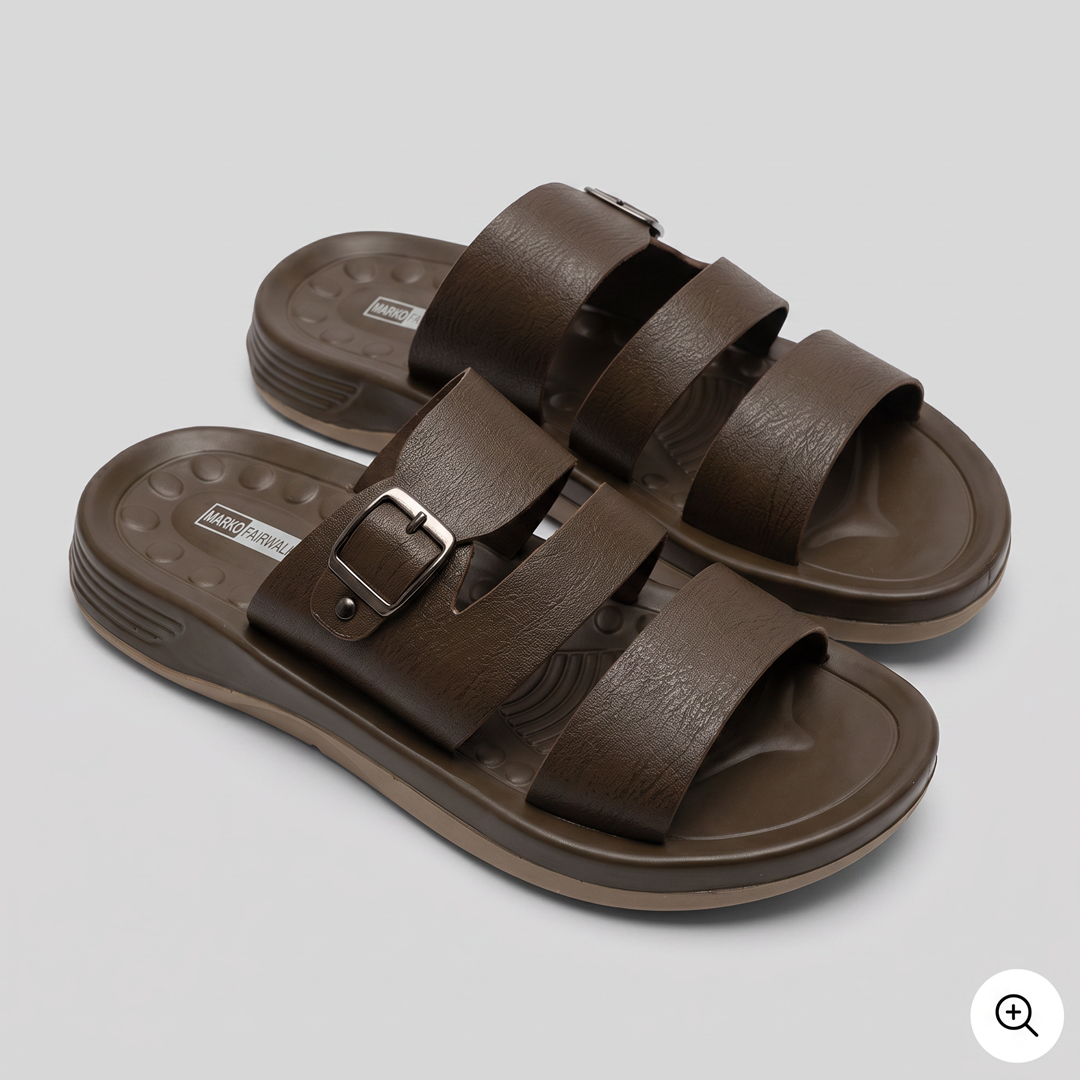Triple Strap Buckle Slides grey