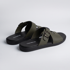 Olive Crossover Buckle Sandals Green