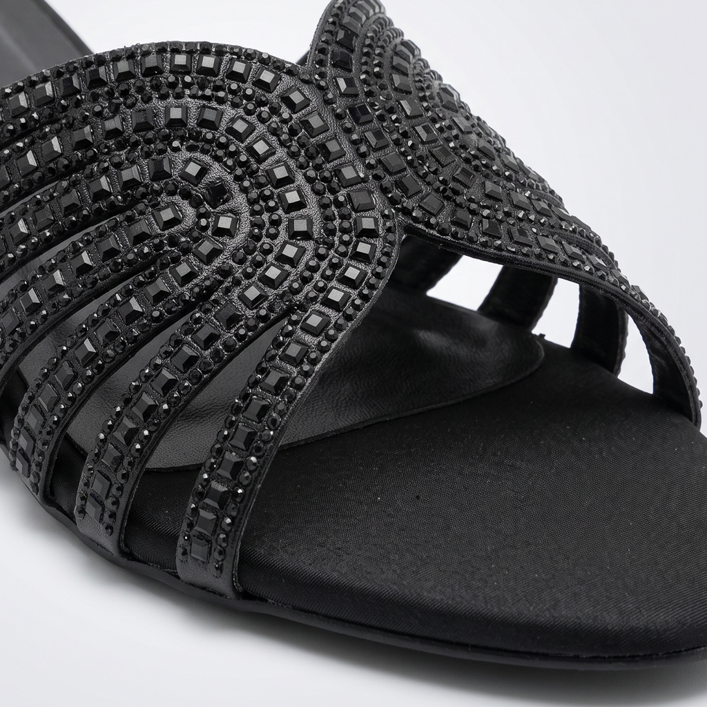 Embellished Low Heel Sandals black