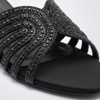Embellished Low Heel Sandals black