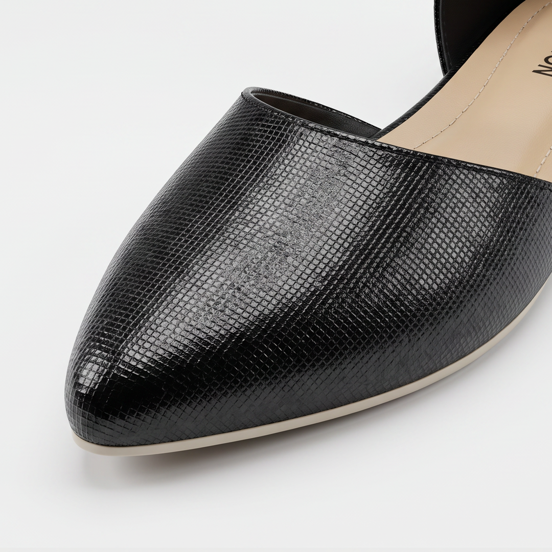 Pointed Toe Ankle Strap Flats black