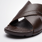 Crossover Slide Sandals brown