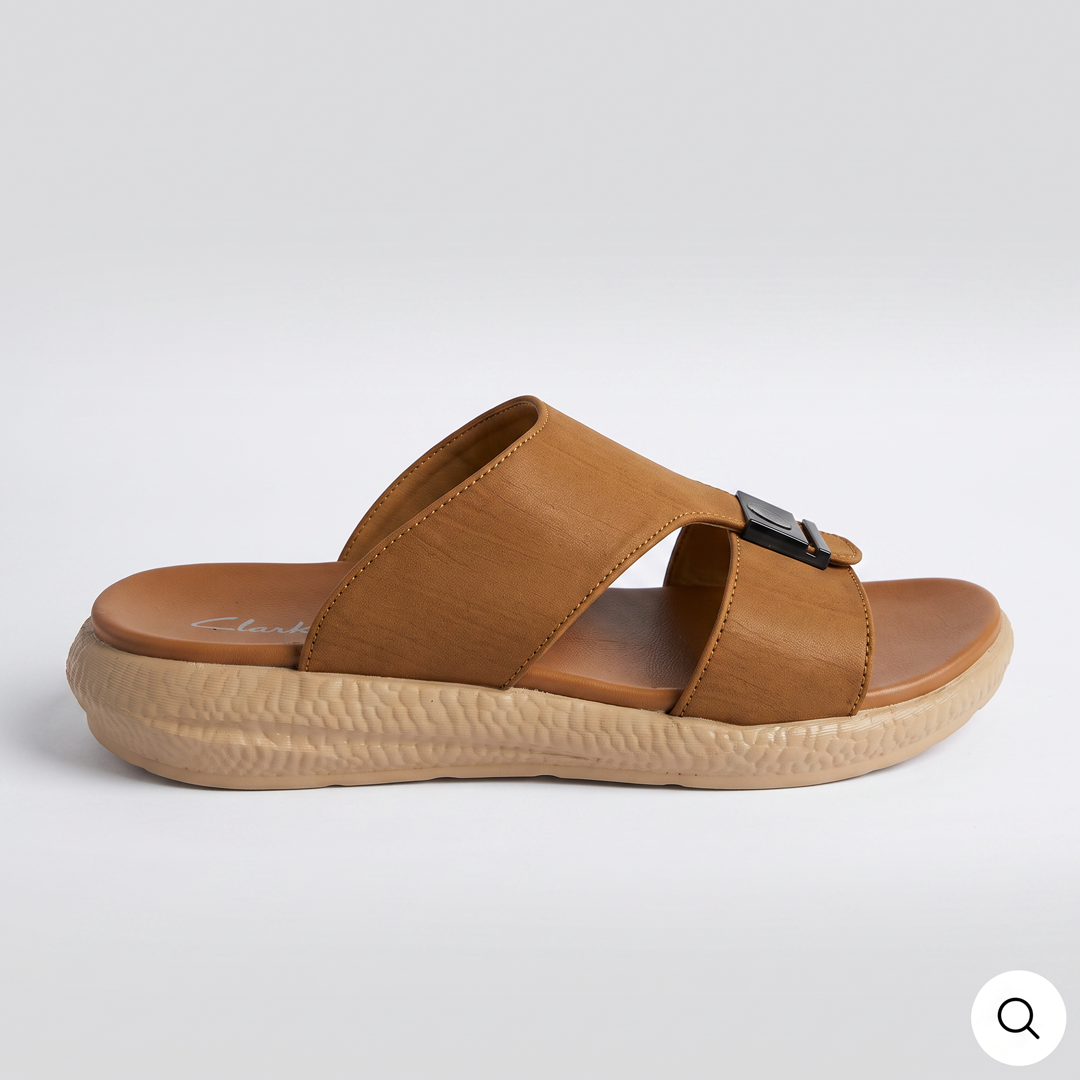 Textured Buckle Slides musterd
