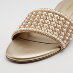 Embellished Low Heel Mules gold