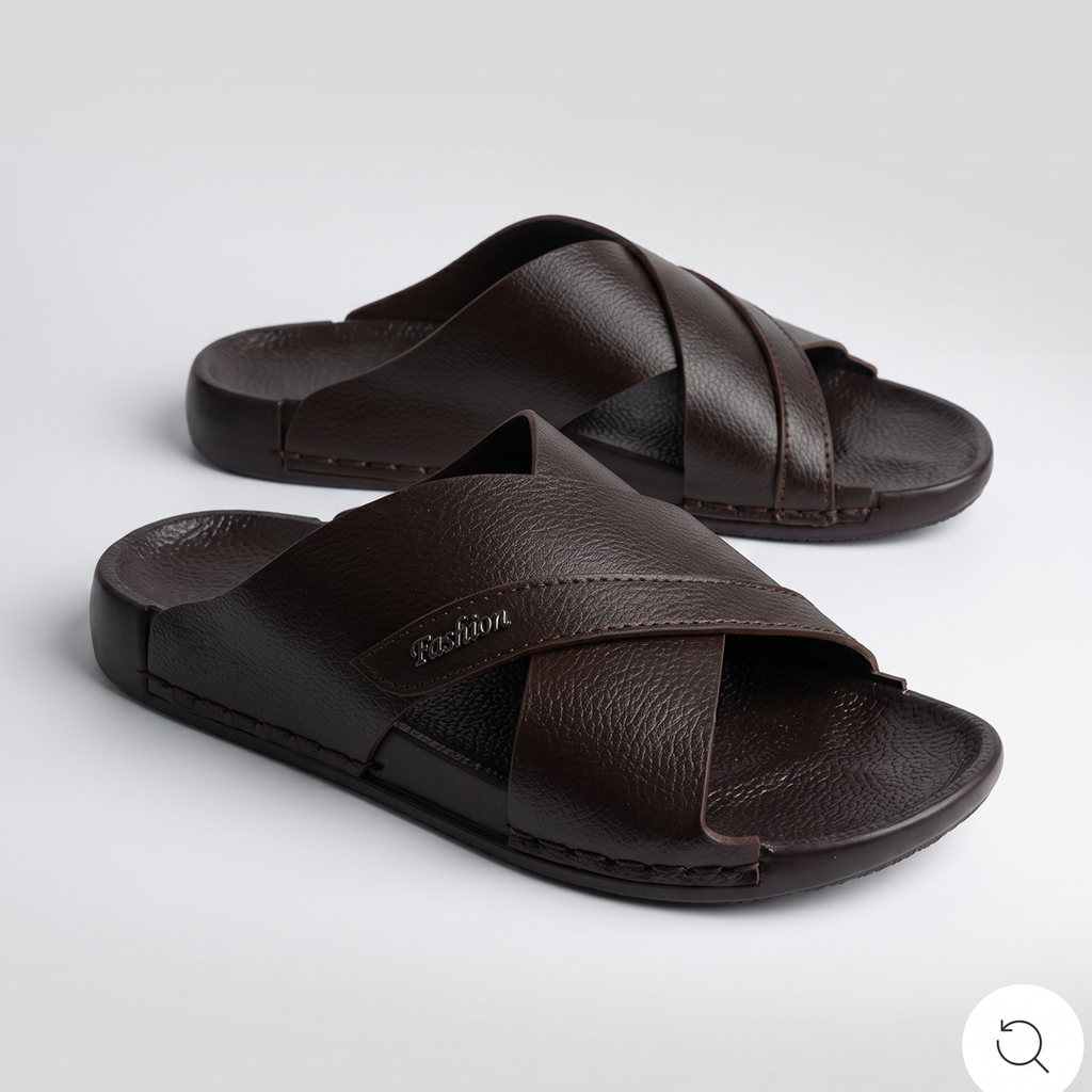 Crossover Slide Sandals brown