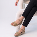 Wedge Sandals Buckle fawn