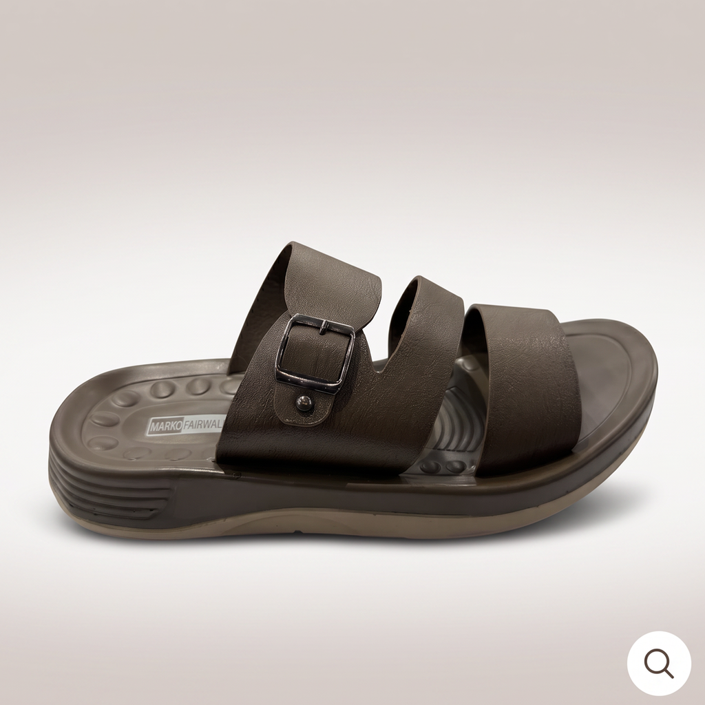 Triple Strap Buckle Slides grey