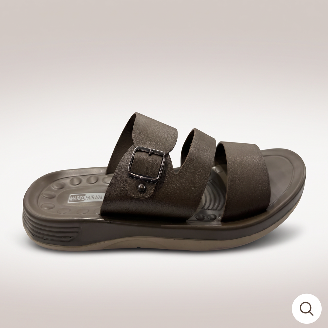 Triple Strap Buckle Slides grey