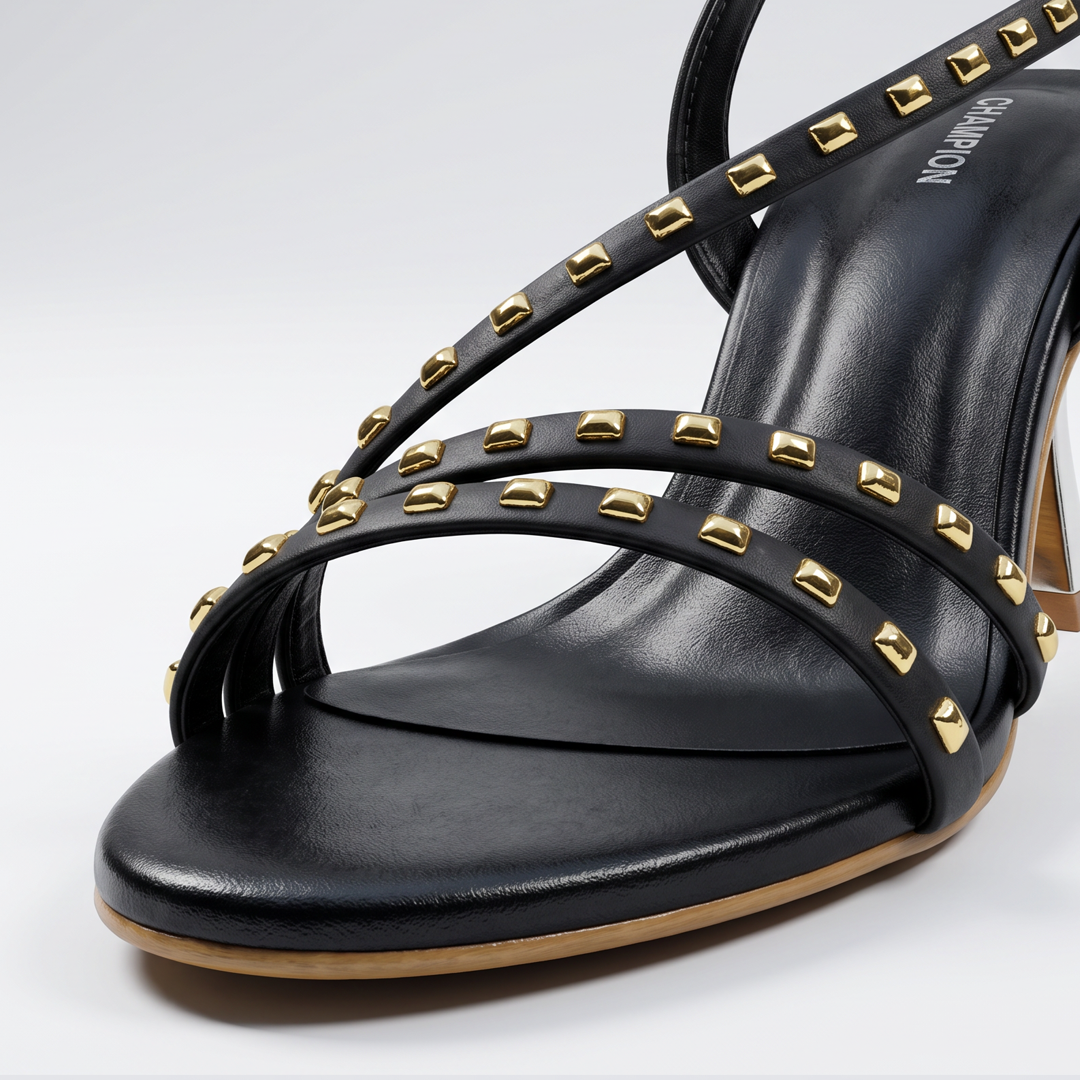 Studded Strappy Heel black