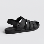 Woven Fisherman Sandals Men's Black Leather