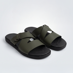 Olive Crossover Buckle Sandals Green