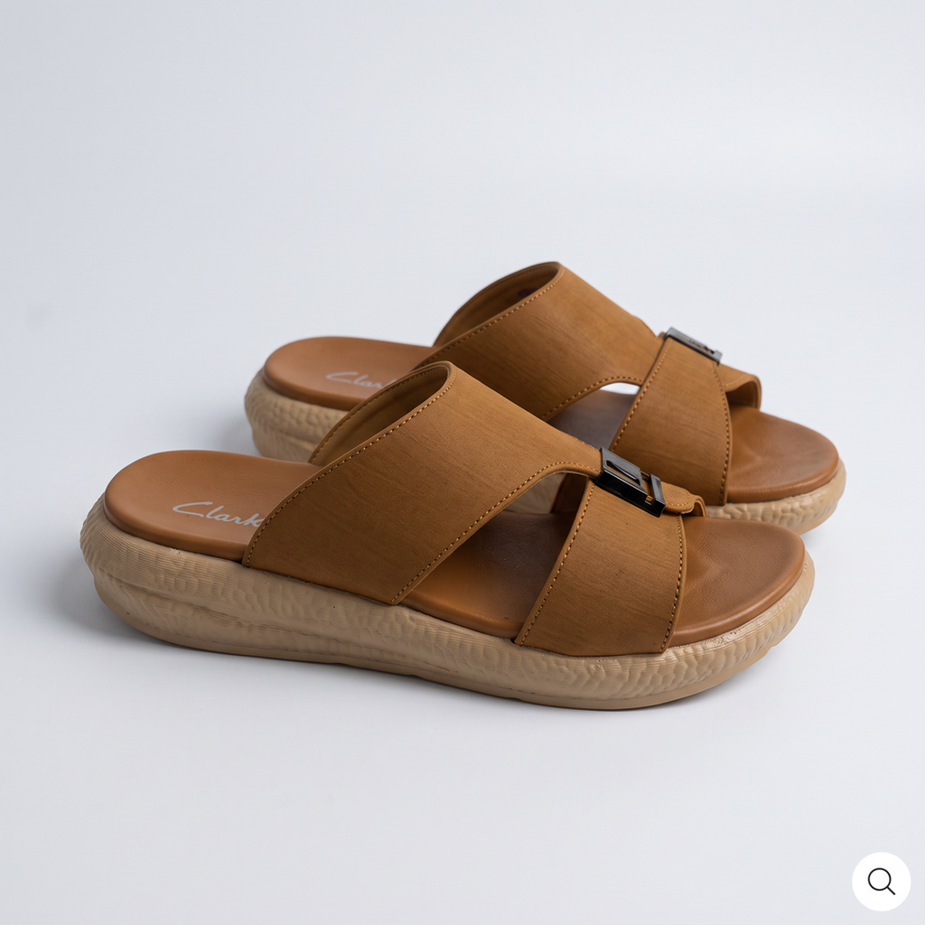 Textured Buckle Slides musterd