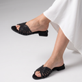 Embellished Low Heel Sandals black