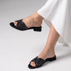 Embellished Low Heel Sandals black