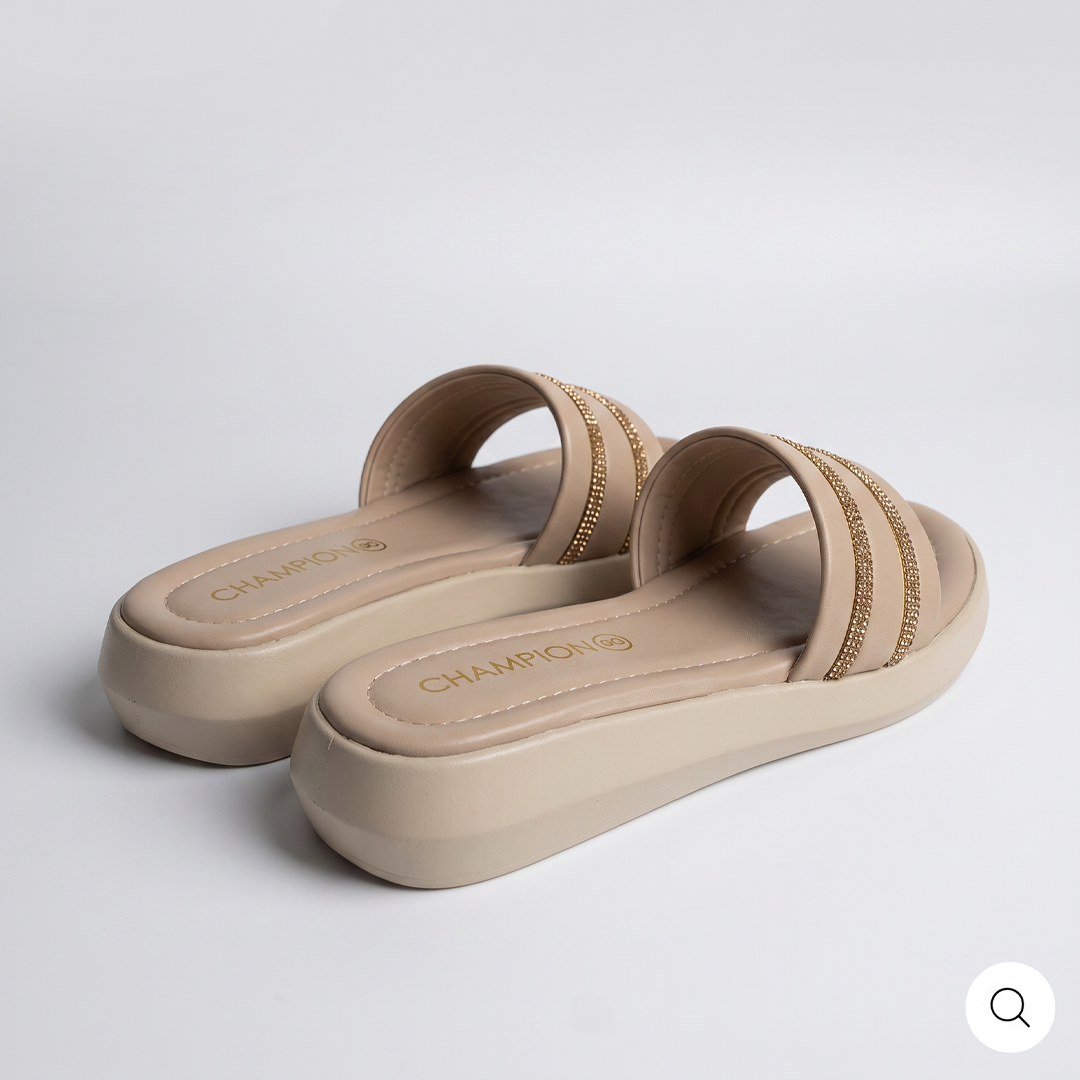 Studded Strap Slides gold