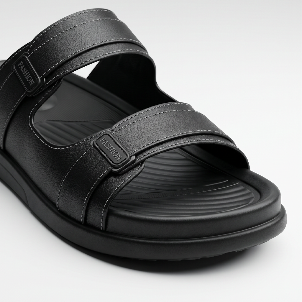 Dual Strap Chunky Slides black