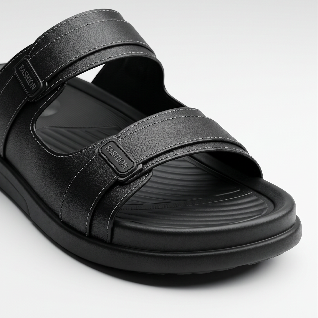 Dual Strap Chunky Slides black
